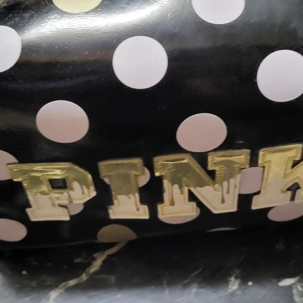 PINK Victoria's Secret Black and White Polka Dot Cosmetic Bag - Picture 1 of 3
